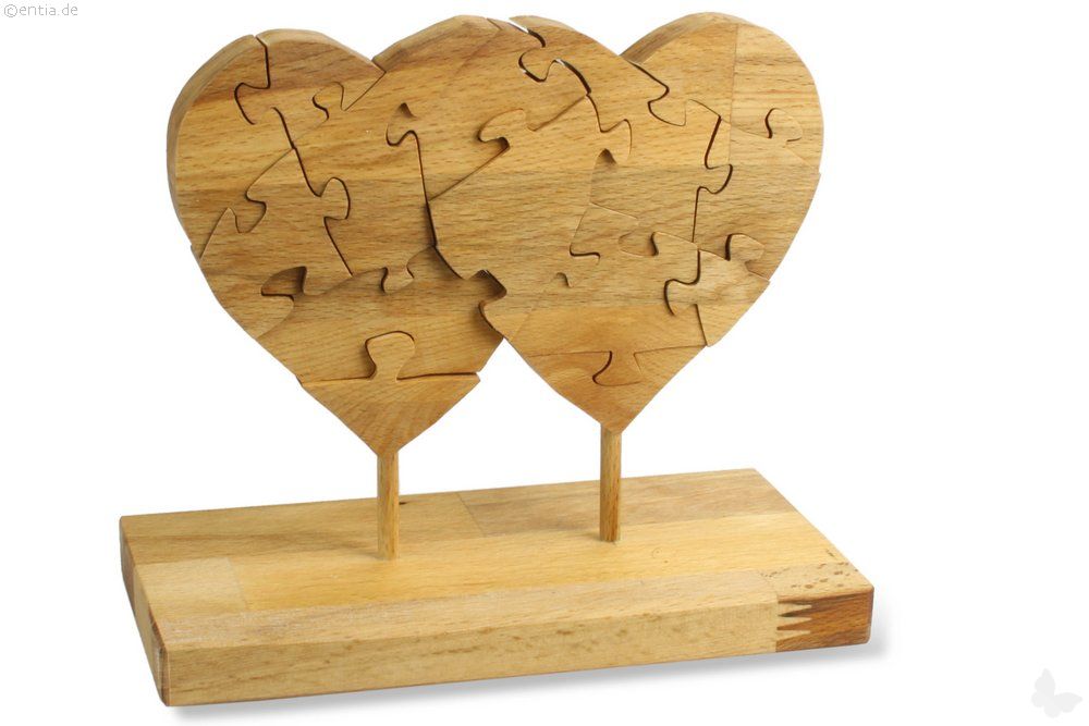 Deko-Puzzle Zwei Herzen 
