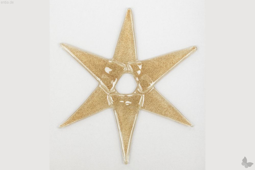 Weihnachtsdeko Stern groß aus sandfarbenem Glas 