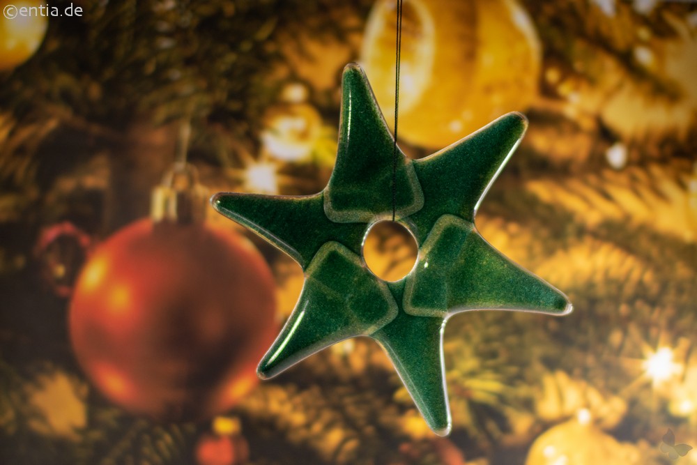 Weihnachtsdeko Stern klein aus grünem Glas 