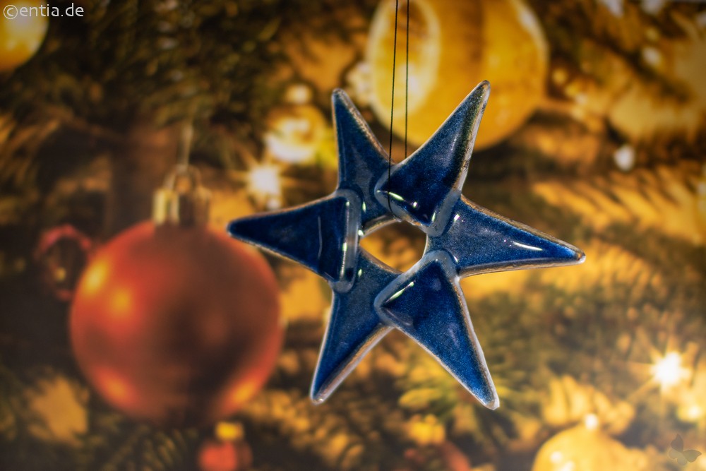 Weihnachtsdeko Stern klein aus dunkelblauem Glas 
