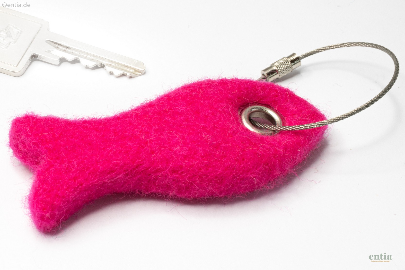 Schlüsselanhänger Filzfisch pink 